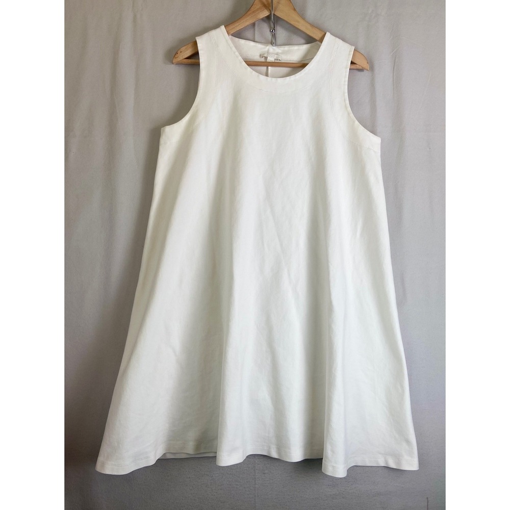 COS White Sleeveless A-Line Stretch Cotton Jersey Dress Large Costal Minimalist
